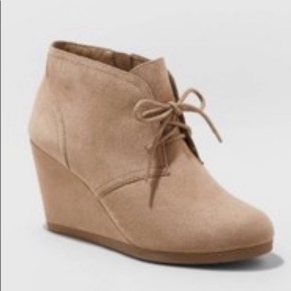 Universal Thread Shoes - Women's Bessie Microsuede Wedge Bootie Taupe